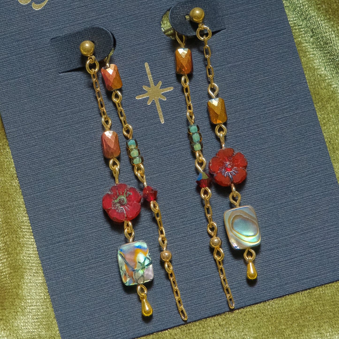 Abalone Rose Double Dangles