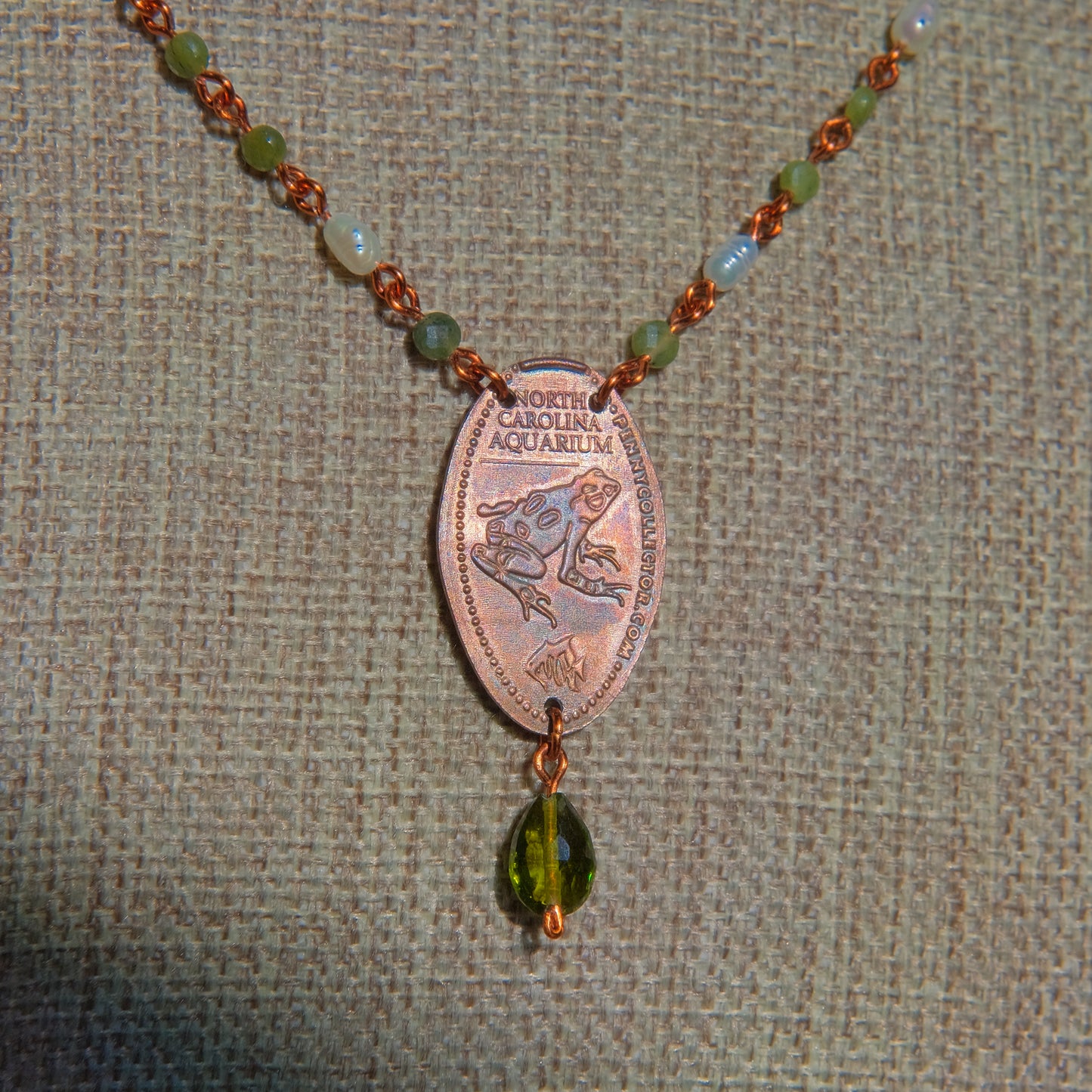 Frogger Pressed Penny Drop Necklace (22")