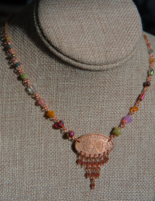Mardi Gras Pressed Penny Necklace (Style 2)