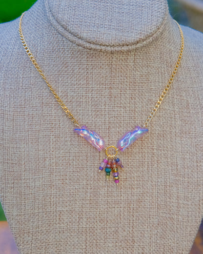 Meadow Hare Beaded Necklace (Pink Bunny, Gold Tone 2)