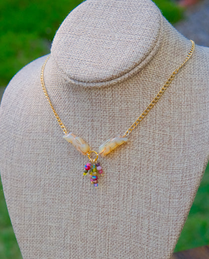 Meadow Hare Beaded Necklace (Beige Bunny, Gold Tone 2)
