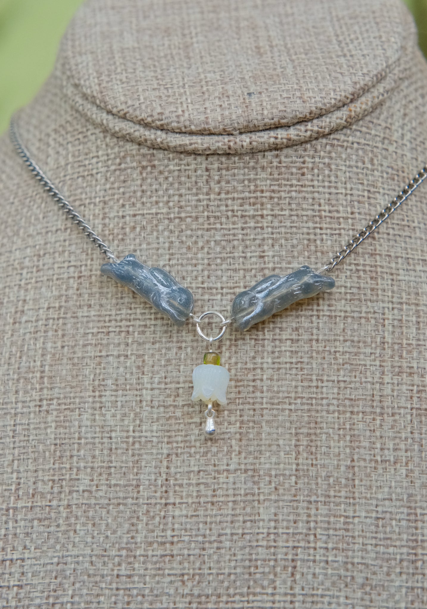 Meadow Hare Lily of the Valley Necklace (Silver)