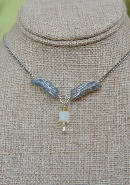 Meadow Hare Lily of the Valley Necklace (Silver)