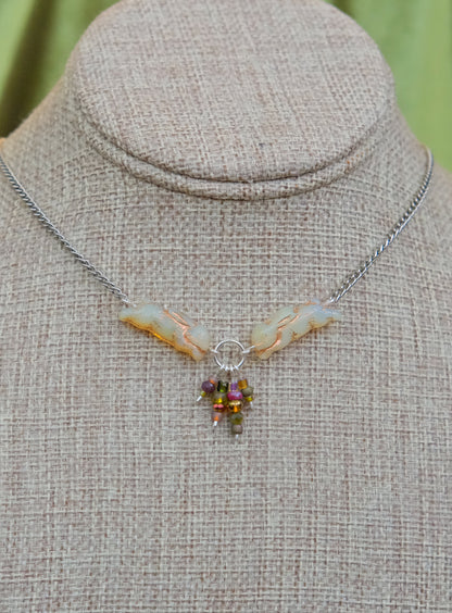 Meadow Hare Beaded Necklace (Cream Bunny/Silver)