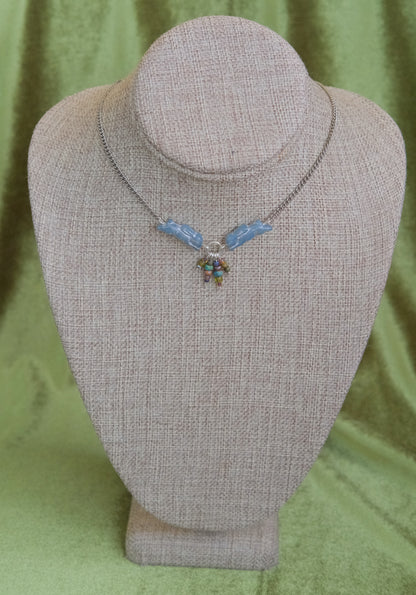 Meadow Hare Beaded Necklace (Grey Bunny/Silver)