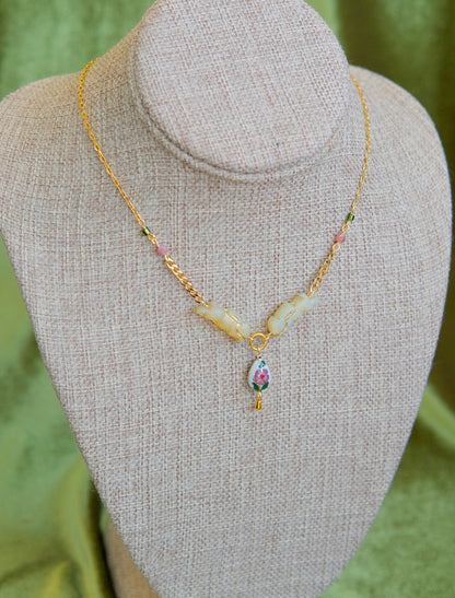 Meadow Hare Cloisonne Necklace (White Cloisonne)