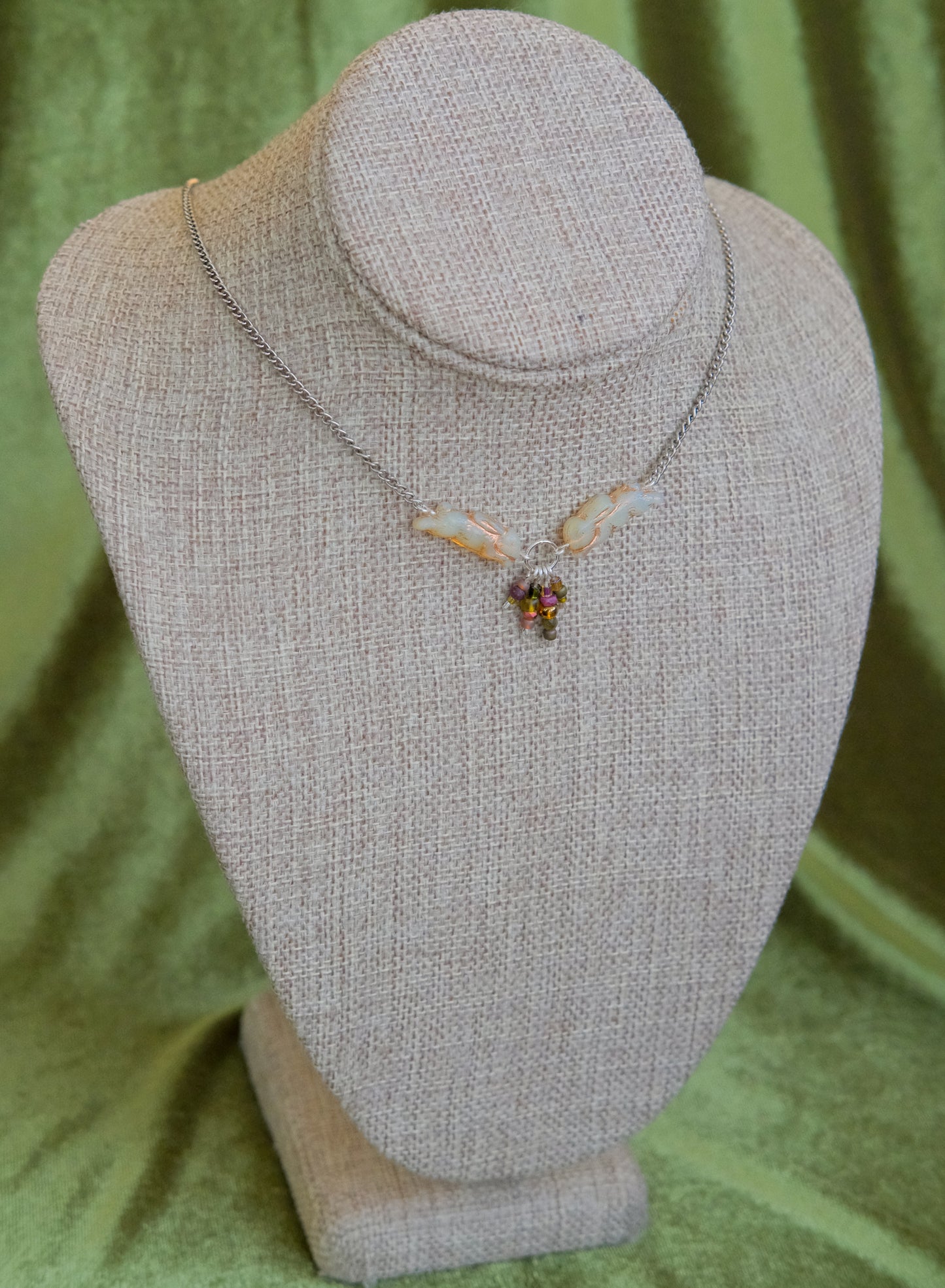 Meadow Hare Beaded Necklace (Cream Bunny/Silver)