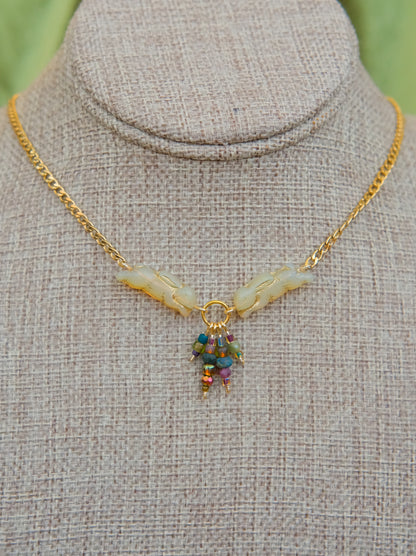 Meadow Hare Beaded Necklace (Cream Bunny/Gold)