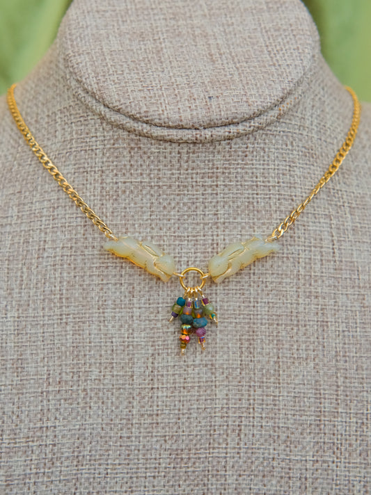 Meadow Hare Beaded Necklace (Cream Bunny/Gold)