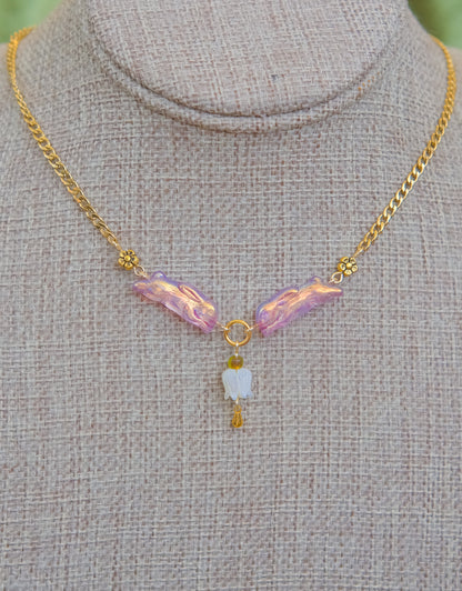 Meadow Hare Lily of the Valley Necklace (Gold)
