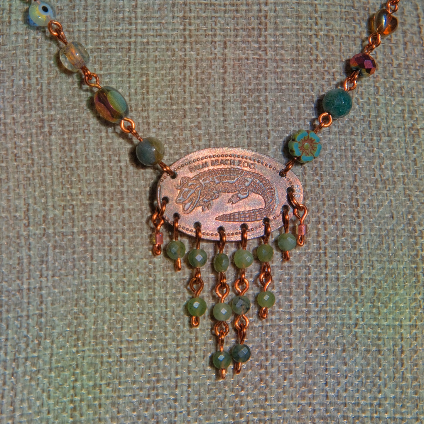 Alligator Bites Beaded Penny Necklace