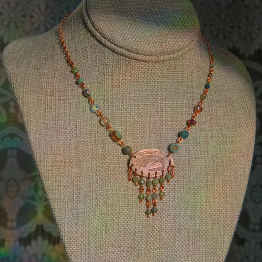 Alligator Bites Beaded Penny Necklace