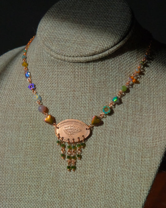 Marsh Messenger Beaded Pressed Penny Necklace