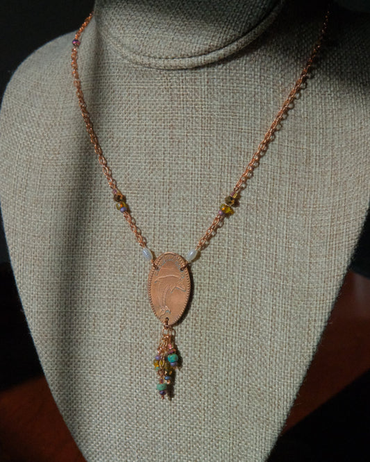 Dolphin Pressed Penny Drop Necklace